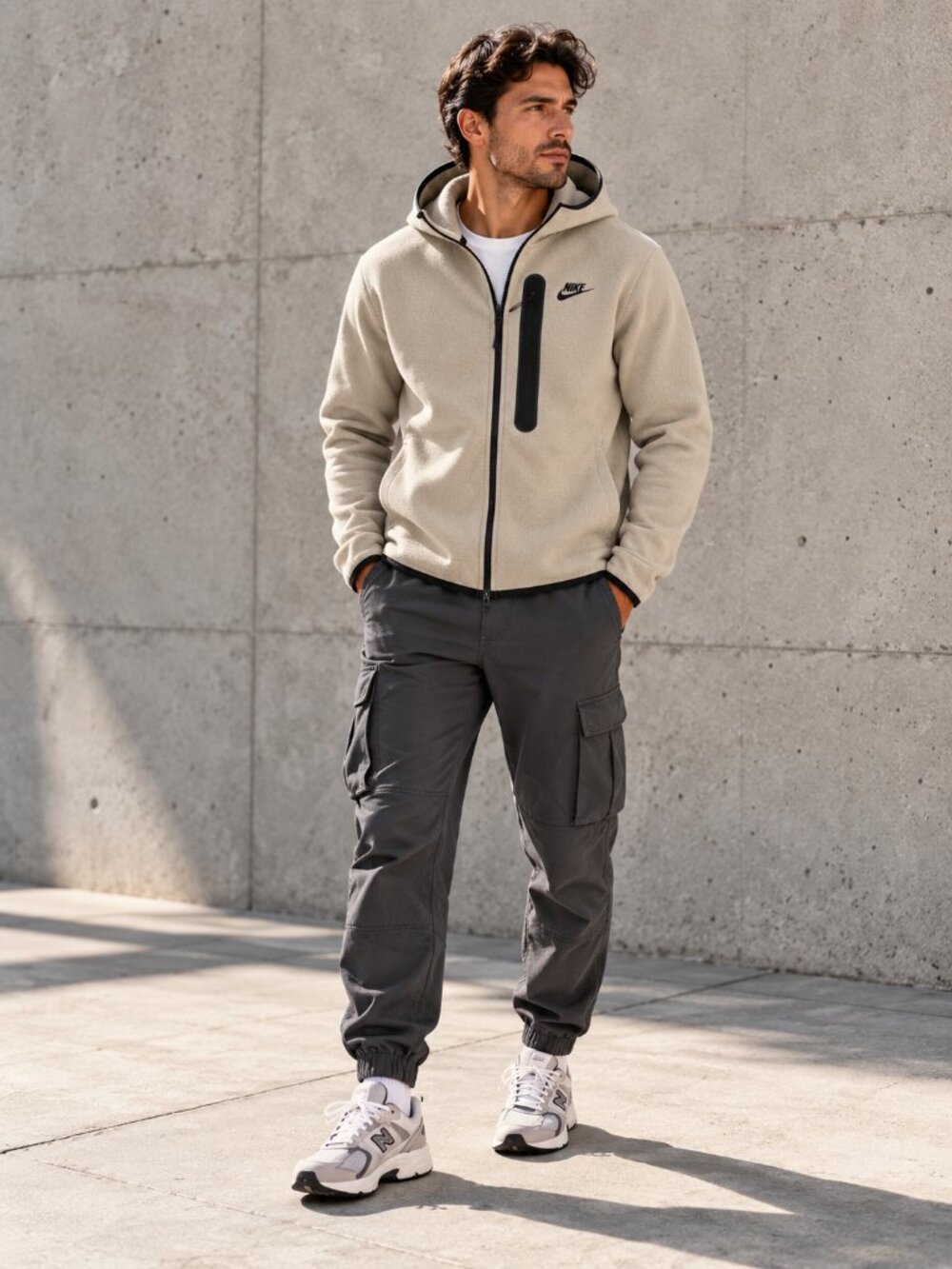 Nike Sportswear Winterized Tech Fleece Full Zip Hoodie Oatmeal | Size Large